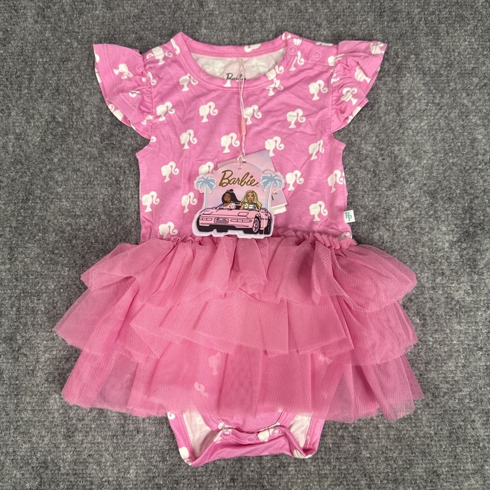 Posh Peanut Barbie Ruffled Cap Sleeve Tulle Dress 12-18 Months Pink NEW